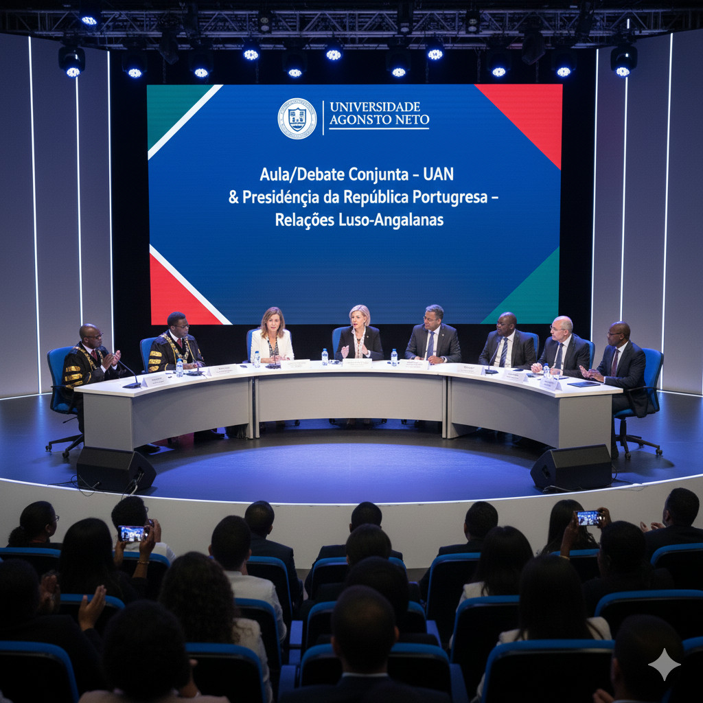 Aula/debate com alunos na Universidade Agostinho Neto Presidência da República Portuguesa